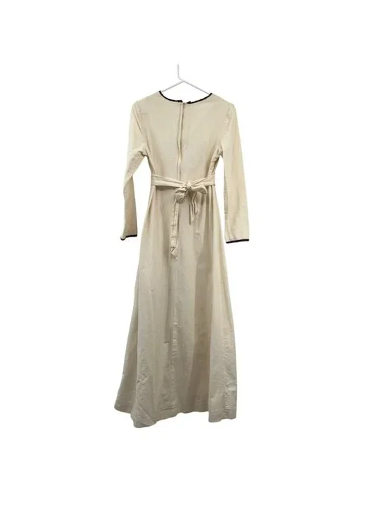 Vintage Prairie Maxi Dress Used Womens Small Cream Brown Boho - Picture 2 of 16